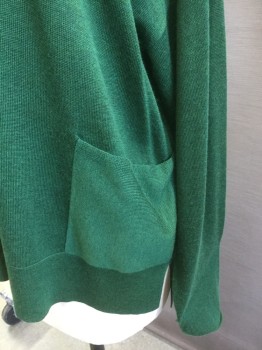 Womens, Pullover, EILEEN FISHER, Forest Green, Tencel, Wool, Solid, M, Crew Neck, Ribbed Neck Line and Waistband, Left Front Bottom Pocket