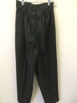 Womens, Slacks, MARNIE WEST , Black, Polyester, Cotton, Solid, W:28, High Waisted, Pleated Front