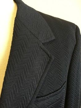 Mens, Blazer/Sport Co, N/L, Navy Blue, Polyester, Solid, Zig-Zag , 44R, Single Breasted, Collar Attached, Notched Lapel, 3 Pockets, 2 Buttons,