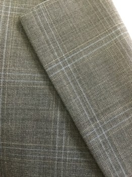 MICHEALE KORS, Black, White, Baby Blue, Lt Gray, Wool, Plaid, Heathered, Pocket Flap, 2 Buttons,