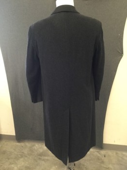 Mens, Coat, N/L, Charcoal Gray, Wool, Heathered, 44, Double Breasted, Notched Lapel, 3 Pockets, Slit Center Back,