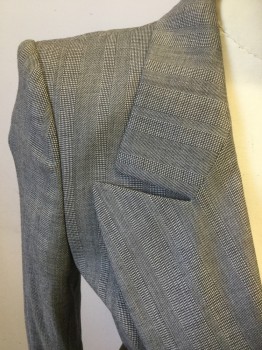 Womens, Suit, Jacket, BOSS, Gray, Black, Wool, Viscose, 2 Color Weave, Stripes - Vertical , B32, 0, W26, 2 Buttons,  Peaked Lapel, Single Breasted, 2 Pockets, Double, See FC051215