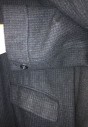 Mens, Coat, EAGLE CLOTHES, Black, Blue, Green, Wool, Grid , 46, Notched Lapel, Sb, 3 Button Front, 2 Pockets, Back Vent, 1/2 Lined Back.