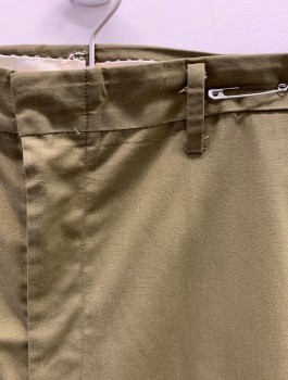 N/L, Brown, Cotton, Solid, Flat Front, Zip Fly, Straight Leg, 4 Pockets, Belt Loops,