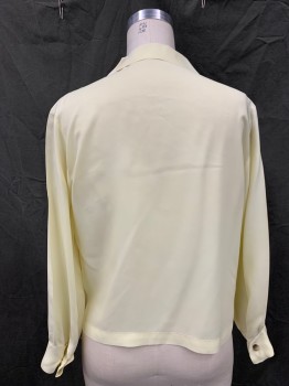 N/L, Lt Yellow, Synthetic, Solid, Button Front, Collar Attached, Long Sleeves, Button Cuff,