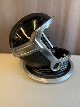 Unisex, Sci-Fi/Fantasy Helmet, MTO, Black, Blue, Fiberglass, Color Blocking, Silver Metal Trim, Multi Color Wires,