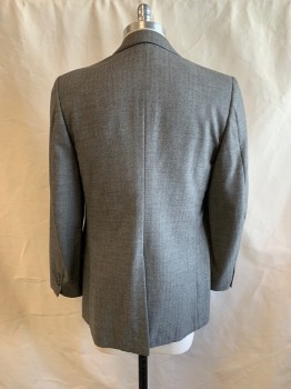 BOTANY 500, Dk Gray, Gray, Wool, Heathered, Notched Lapel, Single Breasted, Button Front, 2 Buttons, 3 Pockets, Early 1980's