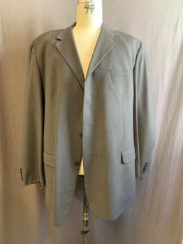 Angelo Rossi, Dk Gray, Red, Polyester, Viscose, Stripes - Pin, Notched Lapel, 3 Buttons, 3 Pockets,