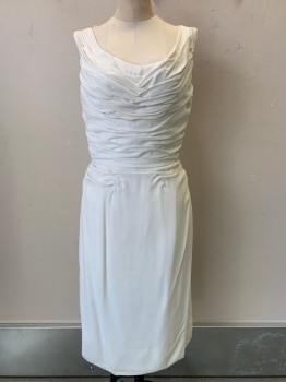 Womens, Cocktail Dress, NO LABEL, Off White, Polyester, Solid, W24, B30, Sleeveless, Pleated Top, Back Zipper,