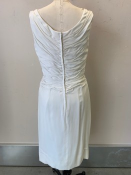 Womens, Cocktail Dress, NO LABEL, Off White, Polyester, Solid, W24, B30, Sleeveless, Pleated Top, Back Zipper,
