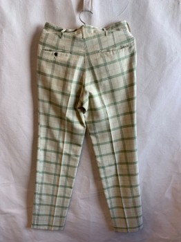 MALE, Cream, Dk Green, Polyester, Plaid, Zip Front, Hook N Eye Closure, 4 Pockets, F.F, MULTIPLES