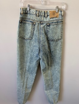 Womens, Jeans, BRAXTON, Denim Blue, Cotton, Acid Wash, 28 W, 12, 3 Front Pocket, Zip Front, Belt Loops, 2 Back Pockets, Tapered Leg