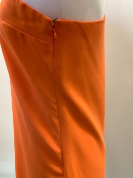 Alice And Olivia, Orange, Polyester, Solid, Asymmetrical. Poly Crepe, Lined,  One Shoulder, Side Zipper Above Knee Length