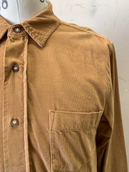 Mens, Casual Jacket, Velvet, Camel Brown, Cotton, Solid, S, L/S, Button Front, C.A., Chest Pocket