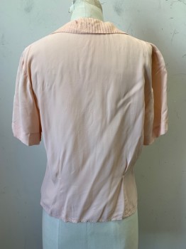 Womens, Shirt, A WEBER ORIGINAL, Baby Pink, Polyester, Solid, B38, S/S, Button Front, C.A., Vertical Seams