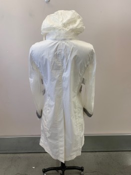 NL, Ivory White, Nylon, Removable Hood, Velcro Gray Mesh Straps On Waist, Net Mesh Sleeves, With Matching White Mesh Neck Piece/Belt
