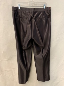 Mens, Suit, Pants, Giorgio Fiorelli, Dk Brown, Polyester, Viscose, Solid, 36/29, F.F, Side Pockets, Zip Front, Belt Loops