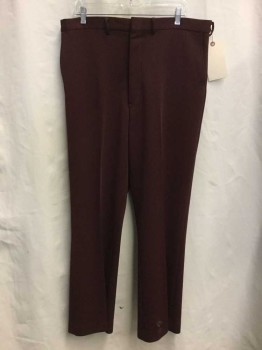 Mens, Pants, SEARS, Red Burgundy, Synthetic, Solid, 36/31, Flat Front,