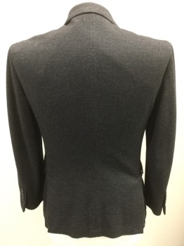 Mens, Sportcoat/Blazer, BROOKS BROTHERS, Black, Gray, Wool, Cotton, Herringbone, 40S, Single Breasted, 2 Buttons,  Notched Lapel, 3 Pockets,