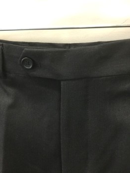 Mens, Slacks, PRONTO UOMO, Black, Wool, Solid, Ins:29, W:34, Flat Front, Zip Fly, Button Tab Waist, 4 Pockets, Straight Leg, **Has a Double