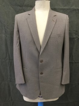 HALSTON, Dusty Brown, Baby Blue, Wool, Stripes - Pin, Single Breasted, Collar Attached, Notched Lapel, 3 Pockets, 2 Buttons