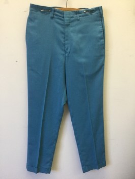 A1 THE ACTION MAN, French Blue, Wool, Polyester, Solid, Flat Front, Zip Fly, Slim Leg, 4 Pockets, Belt Loops, Has a Double,