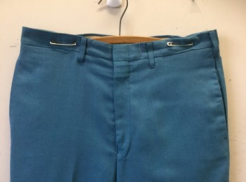 A1 THE ACTION MAN, French Blue, Wool, Polyester, Solid, Flat Front, Zip Fly, Slim Leg, 4 Pockets, Belt Loops, Has a Double,