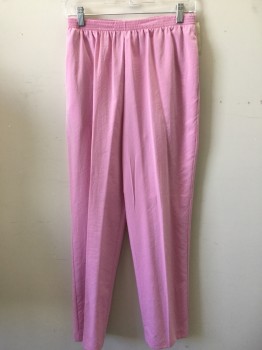 G.W., Pink, Polyester, Solid, Pants, Elastic Waist, Pull On, 2 Pockets,