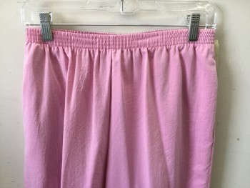 Womens, 1980s Vintage, Piece 2, G.W., Pink, Polyester, Solid, M, 10, W 26/9, Pants, Elastic Waist, Pull On, 2 Pockets,