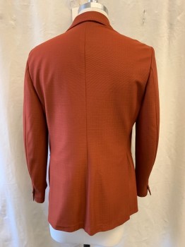 FOX25, Burnt Orange, Polyester, Solid, Peaked Lapel, Single Breasted, Button Front, 2 Buttons,  2 Pockets