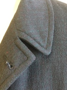 Mens, Coat, LARSON KUHN, Black, Green, Red, Wool, Grid , 46R, Single Breasted, 3 Button Front, 2 Pockets, Ripped and Mended By Left Pocket, Moth Hole By 2nd Front Button, Back Vent