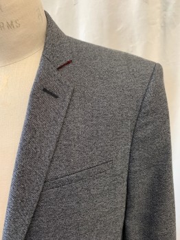 Mens, Sportcoat/Blazer, ZARA MAN, Black, White, Polyester, Viscose, Tweed, 40S, Appears Gray, Single Breasted, Collar Attached, Notched Lapel, 2 Buttons,  3 Pockets