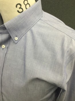 DRESS SHIRT, Lt Blue, Cotton, Solid, Button Front, Collar Attached, Hand Picked Collar/Lapel, Long Sleeves