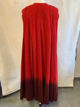 Unisex, Sci-Fi/Fantasy Cape/Cloak, NL, Red, Wool, OS, Tie Front, Pleated Shoulders, Ombre Red To Burgundy