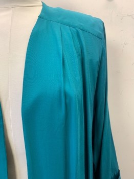 Womens, Jacket, Nina Piccalinu, Teal Blue, Polyester, Solid, B40, L/S, Pleated, Open Front, Shoulder Pads