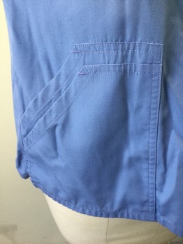 CHEROKEE, French Blue, Poly/Cotton, Solid, Surpilce, V-neck, Pullover, Short Sleeves
