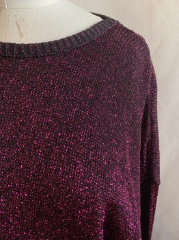 Womens, Sweater, PIERRE CARDIN, Neon Pink, Black, Acrylic, Stripes - Static , M, Round Neck, Long Sleeves