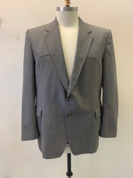 Mens, Suit, Jacket, KINGS WESTERN WEAR, Brown, Wool, 48XL, Western Style, Notched Lapel, Single Breasted, Button Front, 2 Buttons, 2 Pockets, Single Back Vent