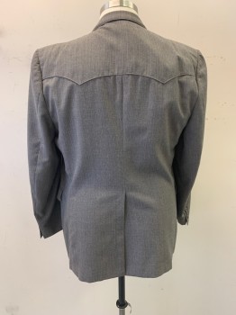 KINGS WESTERN WEAR, Brown, Wool, Western Style, Notched Lapel, Single Breasted, Button Front, 2 Buttons, 2 Pockets, Single Back Vent
