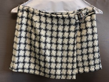 Childrens, Shorts, FOREVER 21, Black, White, Acrylic, Polyester, Houndstooth, 11/12, Looks Like A Wrap Skirt, D Rings With Tab