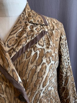 MODELS COAT, Lt Brown, Brown, Cream, Cotton, Animal Print, C.A., 6 Buttons, 2 Pockets,