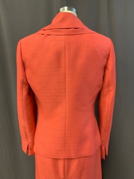 Womens, Suit, Jacket, LE SUIT, Salmon Pink, Polyester, B:34, 4, W:28, Pleated Collar, Single Breasted, Button Front, 2 Buttons