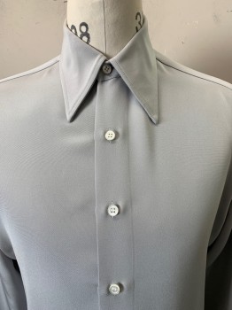 Mens, Dress Shirt, ANTO, Lt Gray, Polyester, Solid, 36, 16, L/S, Button Front, Collar Attached,