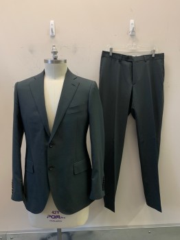 SUIT SUPPLY, Dk Gray, Wool, Solid, 2 Buttons, Single Breasted, Notched Lapel, 3 Pockets