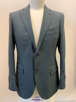 SUIT SUPPLY, Dk Gray, Wool, Solid, 2 Buttons, Single Breasted, Notched Lapel, 3 Pockets
