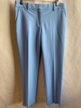 Womens, Slacks, THEORY, Sky Blue, Wool, Solid, H36, 4 , Flat Front, Zip Front, Mid Rise, 4 Pockets, Little Stretch
