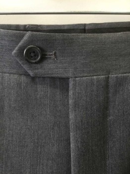 Mens, Suit, Pants, EGARA, Gray, Wool, Solid, I:Open, W:38, Flat Front, Zip Fly, Button Tab Waist, 4 Pockets, Straight Leg