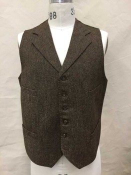 PAUL CHANG'S , Brown, Cream, Red, Wool, Tweed, Single Breasted, Notched Lapel, 6 Buttons, 4 Pockets, Black Silk W/Self Diamonds Pattern Lining + Back, Belted Back, Made To Order,