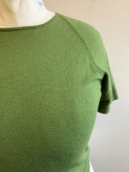 Womens, 1960s Vintage, Piece 1, PALIO, W: 34, B: 40, Green, Solid, Knit, CN, S/S, Back Zip,