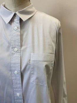 LEVI'S, Powder Blue, Cotton, Solid, L/S, Button Front, Collar Attached, Chest Pocket